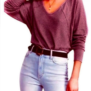 Free People Santa Clara Thermal Top Large NWT Mulberry